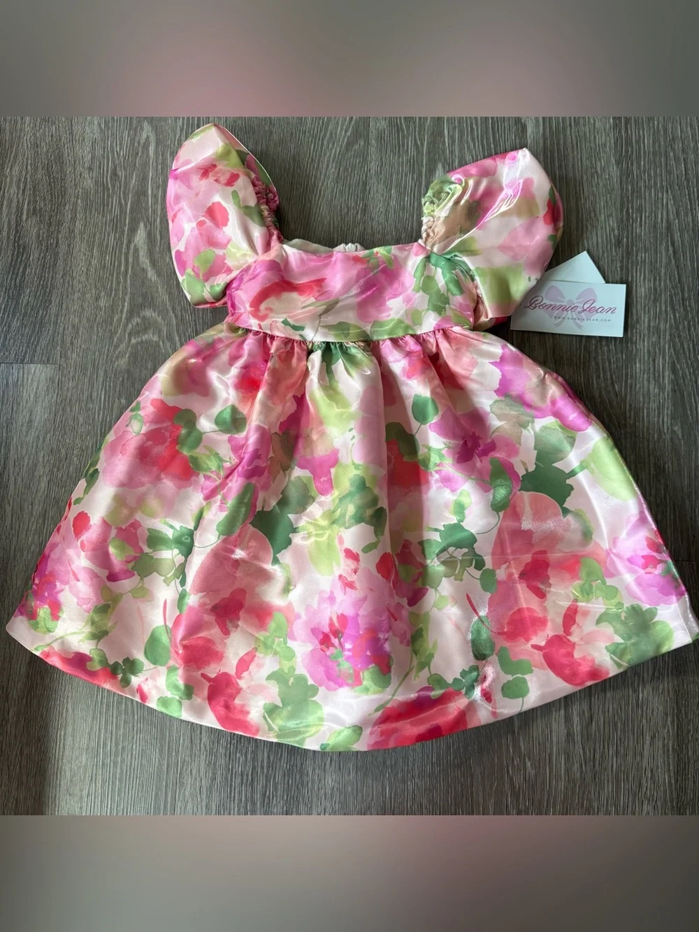 Bonnie Jean Girls Floral Party Dress 3T NWT Pink Puff Sleeve Easter Wedding